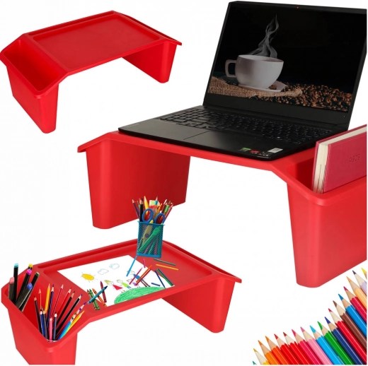 Draagbaar schoottafeltje met organizer, rood