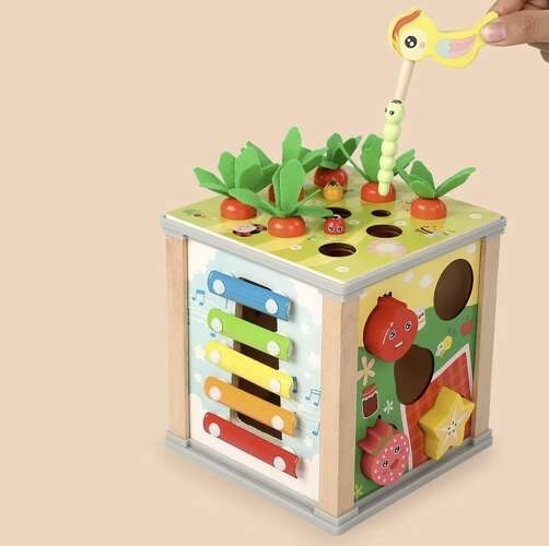 Houten educatieve kubus 5-in-1 voor kinderen