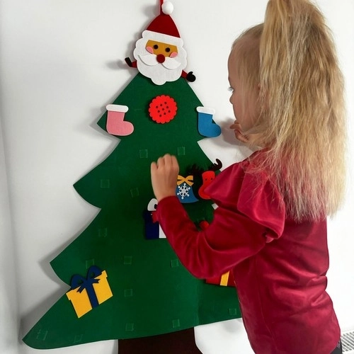 DIY vilten kerstboom met ornamenten 90 cm