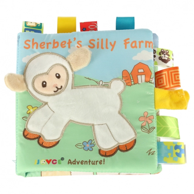Sensorisch kinderboek met schaapje en labels