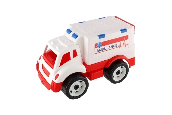 Wit plastic ambulance autootje