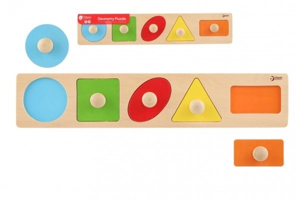 Houten inzetpuzzel geometrische vormen - 5 delen