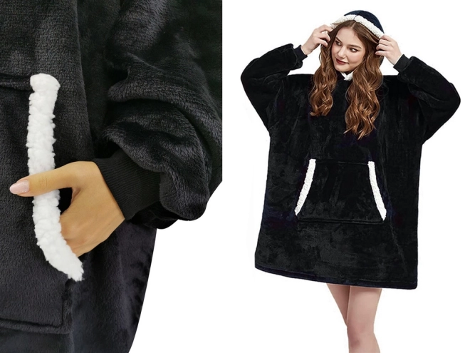 Warme oversized hoodie met bont en capuchon