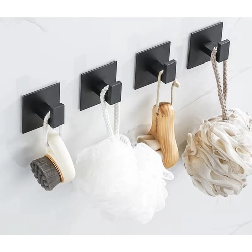 zwarte zelfklevende handdoekhaak in loftstijl - set van 4 stuks