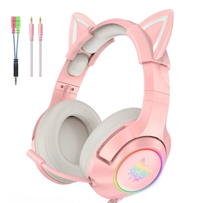 Gaming koptelefoon roze met kattenoren