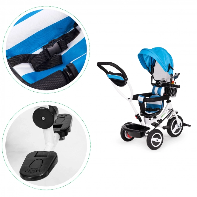 Driewieler, wielwagen, draaibaar blauw dak