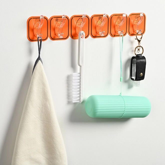 Zelfklevende haken 6 stuks - oranje