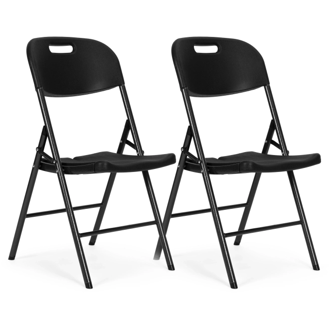 Set van 2 opvouwbare stoelen ModernHome, metalen constructie, HDPE, zwart