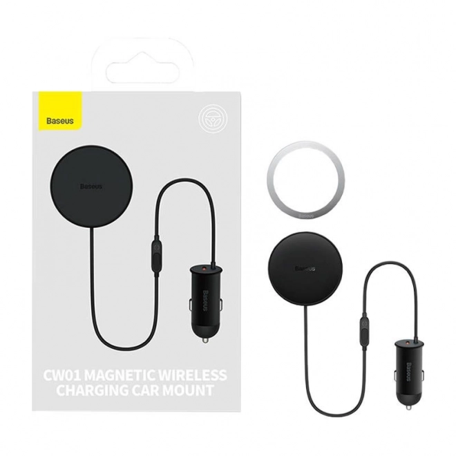 Magnetische telefoonhouder voor in de auto Baseus CW01 voor ventilatierooster met autolader USB-C, 15W + 25W (zwart)