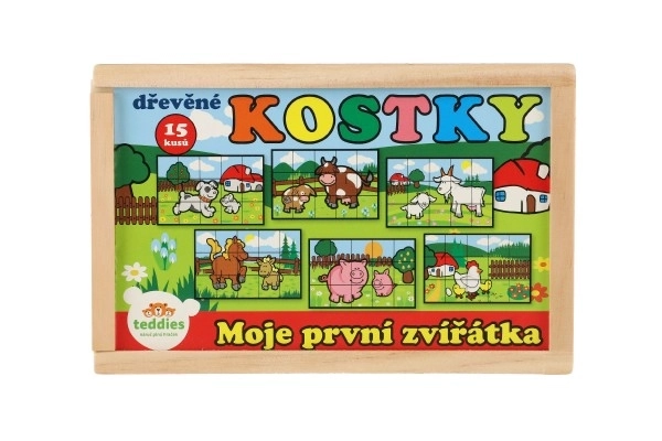 Houten blokken Mijn eerste diertjes 15 stuks