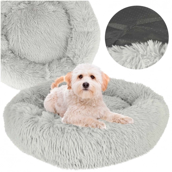Pluche bedje voor hond en kat 60 cm lichtgrijs
