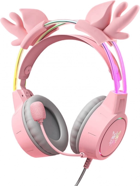 Gamingheadset ONIKUMA X15 Pro roze met hertenhoorntjes