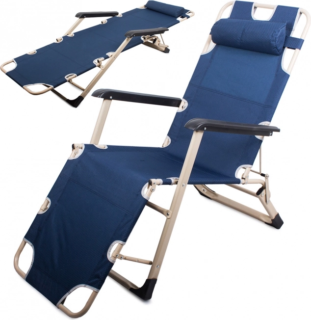 Opvouwbare Zero Gravity strandstoel en ligbed 2-in-1, blauw