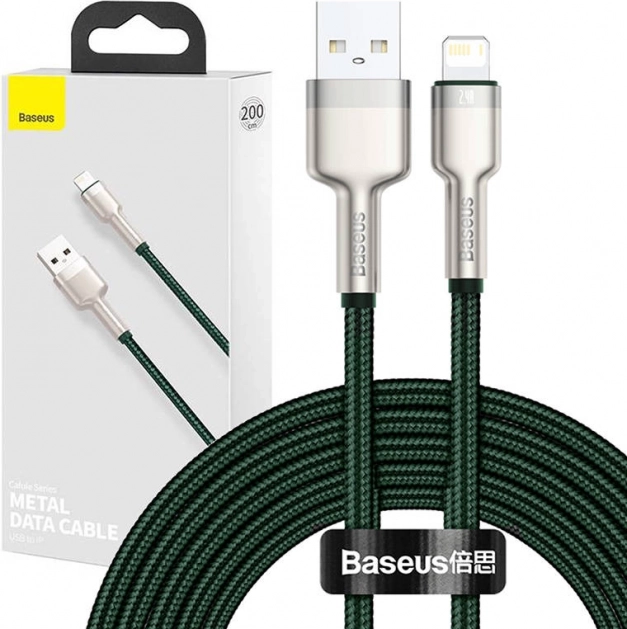 USB-kabel voor Lightning Baseus Cafule 2,4A 2m groen