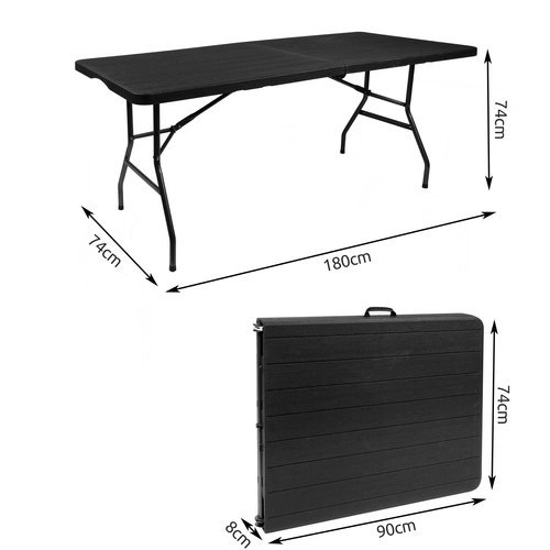 Opvouwbare tuintafel zwart 180 cm