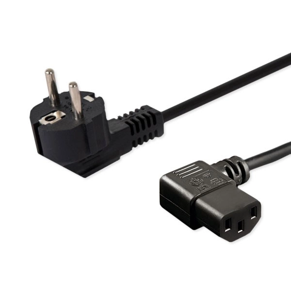 Voedingskabel Schuko (M) hoek - IEC C13 hoek 1,2m