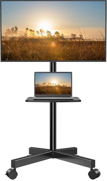 Universele tv-standaard met wielen Perlesmith voor beeldschermen van 23-60 inch