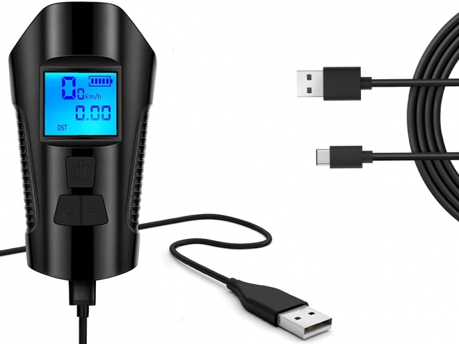 Multifunctionele fietslamp 3-in-1 met LED, kilometerteller en claxon
