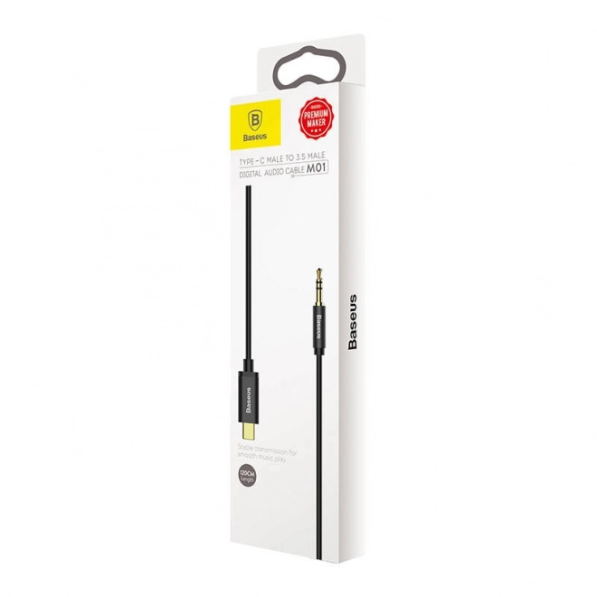 Baseus Yiven Audiokabel USB-C naar mini-jack 3,5 mm, 1,2 m - zwart
