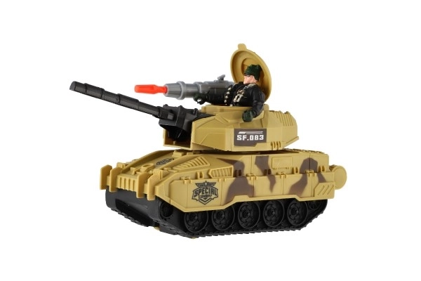 Plastic tank met soldaatje voor vrije beweging