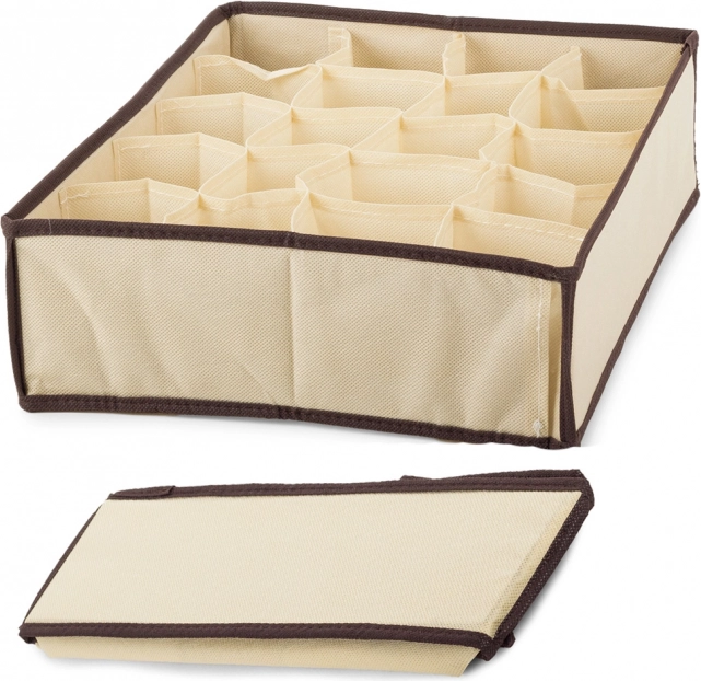 Organizer voor ondergoed en sokken beige met 20 vakken