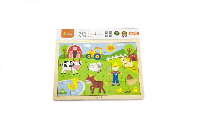 Houten puzzel 24 stukjes - boerderij