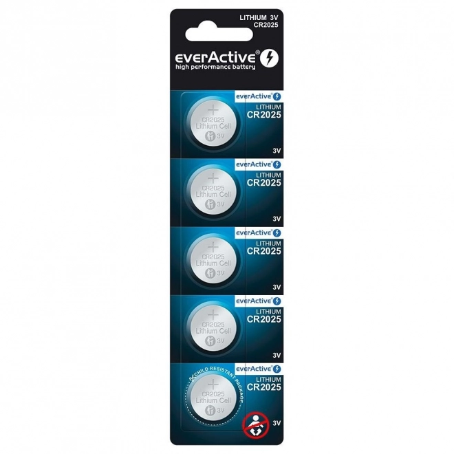 Knoopcelbatterijen EverActive CR2025 3V, 5 stuks