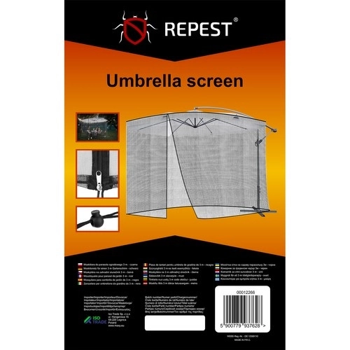 Tuinparasol met muskietennet 3m - zwart