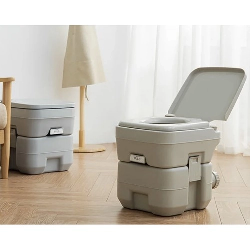 Trizand 24498 Draagbaar campingtoilet 20 + 12 l, grijs
