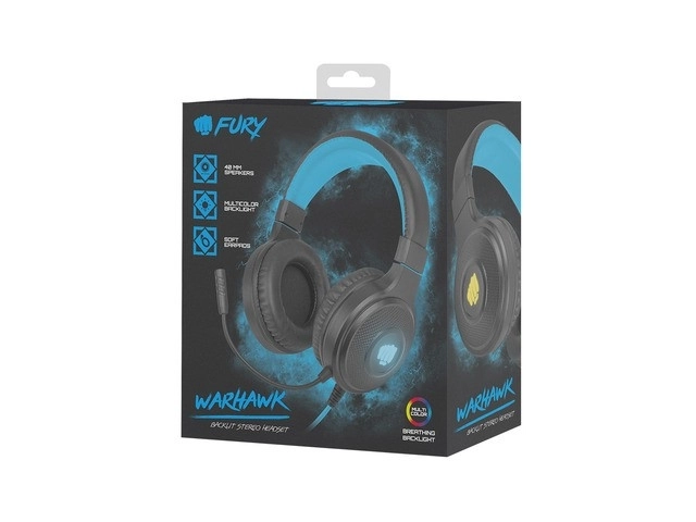 Warhawk RGB hoofdtelefoons voor gamers zwart en blauw