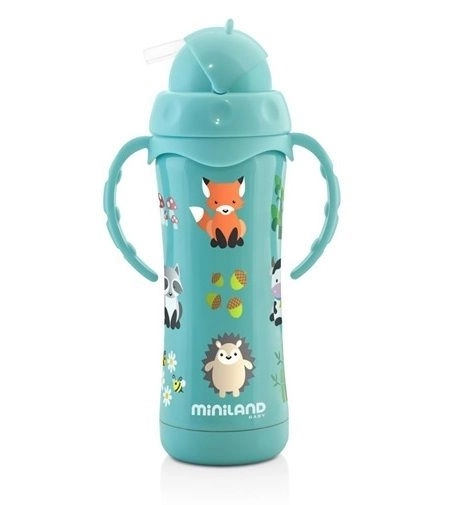 Thermo bidon met rietje - staal, 240 ml