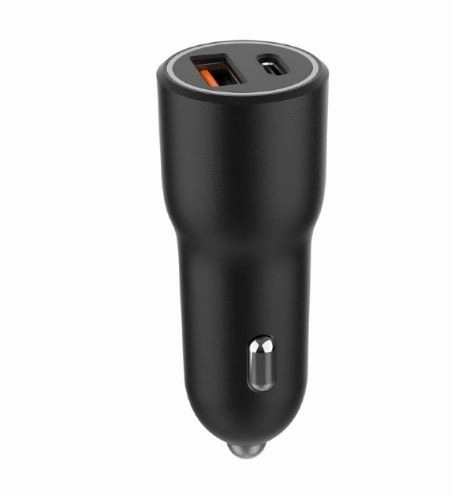 Snelle zwarte USB-A/USB-C autolader 38W PD
