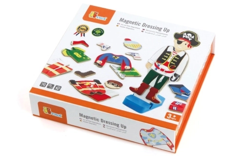 VIGA magnetisch houten aankleedspel – jongen, 8 personages