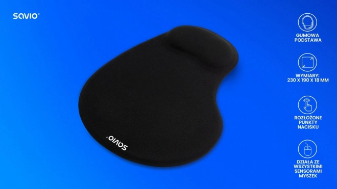 Zwarte ergonomische muismat SAVIO