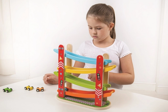 Houten racebaan voor auto's van Bigjigs Toys
