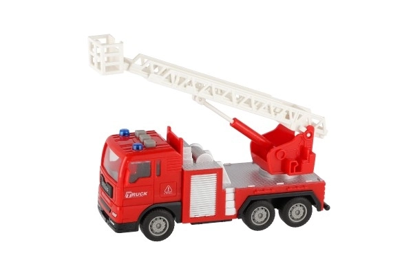 Auto brandweer plastic 16cm met aandrijving op batterijen met licht en geluid in doos 21x13x9cm