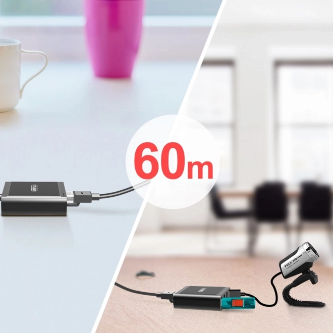 USB 2.0 extender via IP 4x USB 60m