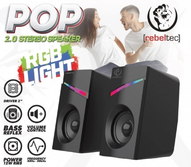 Stereofonische luidsprekers 2.0 met LED-verlichting