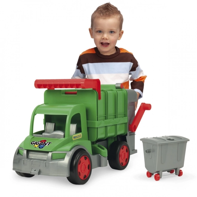 Wader functionele vuilniswagen 65 cm groen set met container van plastic