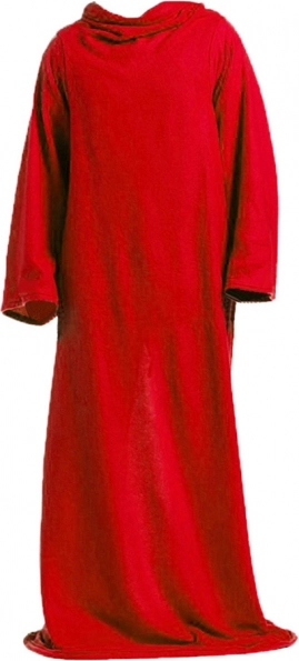 Warme deken met mouwen van fleece in het rood