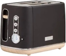 Tosti-ijzer van roestvrij staal met twee sleuven, zwart