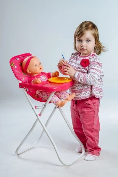 Stoel voor poppen hoog metaal/kunststof 33x26x60cm in zak