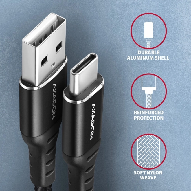 USB-kabel Axagon USB-C naar USB-A, 1m, zwart