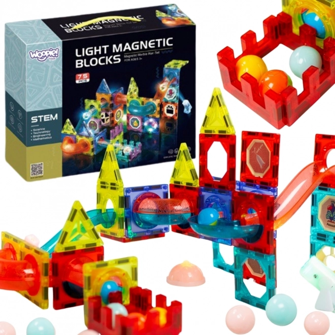 Lichtgevende magnetische knikkerbaan 75 stuks