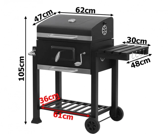 Tuinbarbecue op Houtskool met Twee Roosters en Thermometer