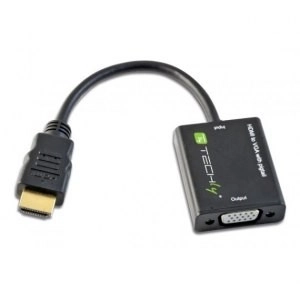 Adapter HDMI mannelijk naar VGA vrouwelijk, zwart, 10 cm