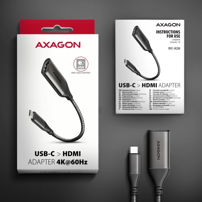 Adapter USB-C naar HDMI 4K/60Hz aluminium, 25 cm kabel