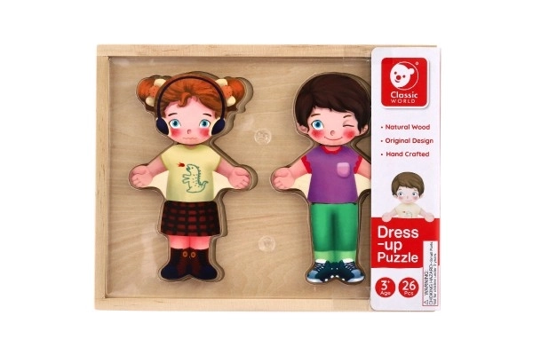 Houten puzzel verkleden - meisje en jongen