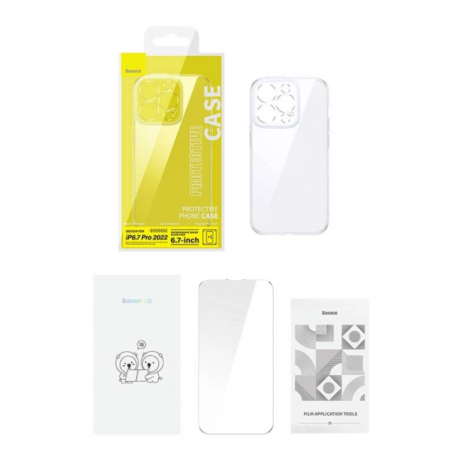 transparante hoesje en gehard glas voor iPhone 14 Plus Baseus SuperCeramic