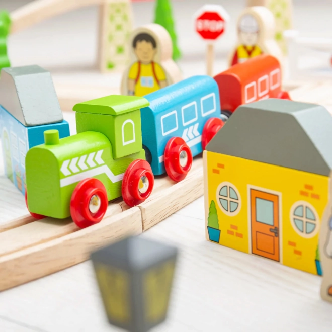 Bigjigs Rail Houten Treinset stad en dorp 101 stukken
